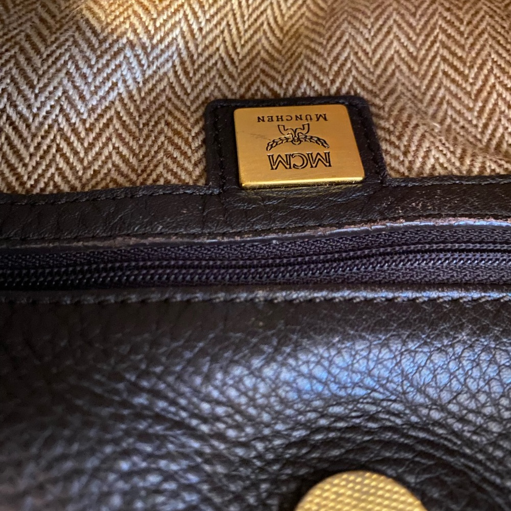 MCM Dark Brown Satchel with Gold Details - Picture 9 of 10